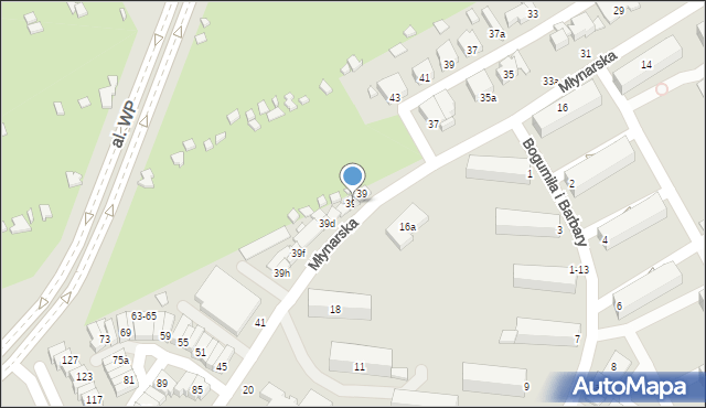 Kalisz, Młynarska, 39a, mapa Kalisza