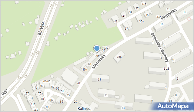 Kalisz, Młynarska, 39d, mapa Kalisza