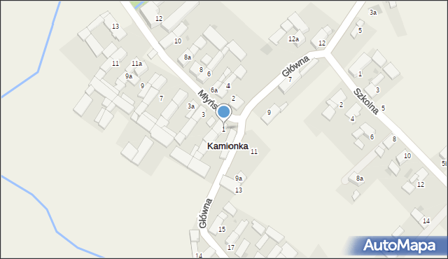 Kamionka, Młyńska, 1, mapa Kamionka