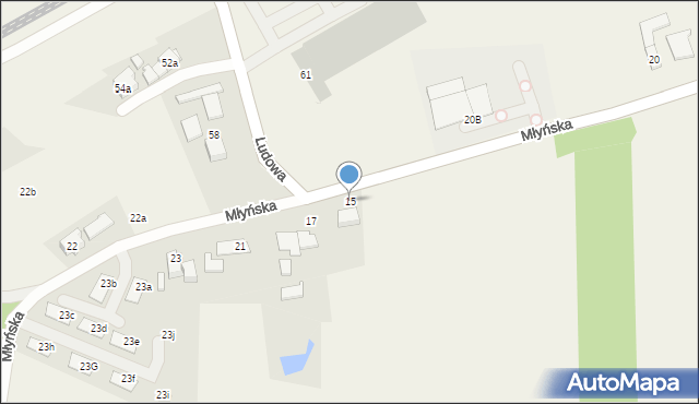 Kaniów, Młyńska, 15, mapa Kaniów