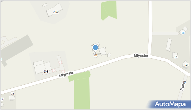 Kaniów, Młyńska, 20, mapa Kaniów