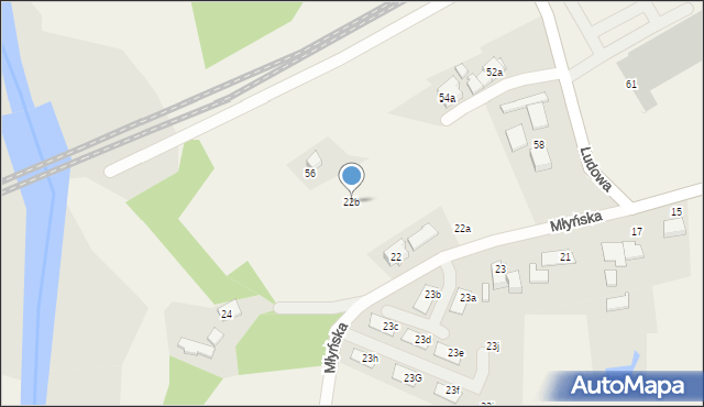 Kaniów, Młyńska, 22b, mapa Kaniów