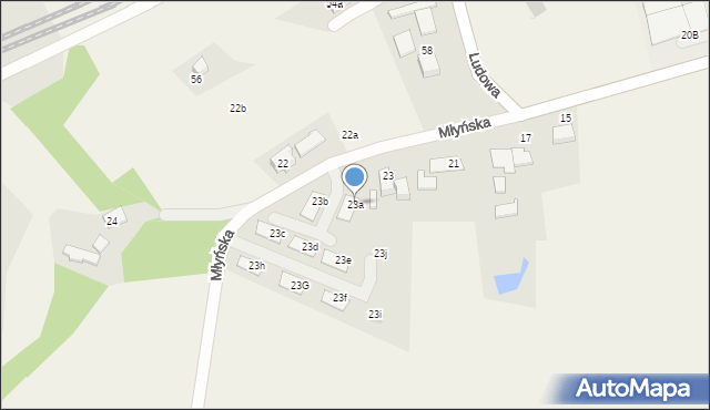 Kaniów, Młyńska, 23a, mapa Kaniów