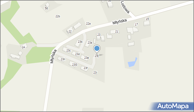 Kaniów, Młyńska, 23j, mapa Kaniów