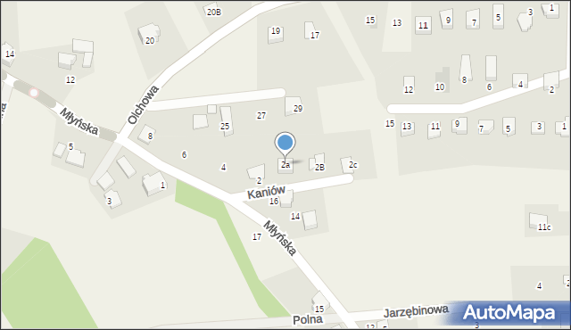 Kaniów, Młyńska, 2a, mapa Kaniów