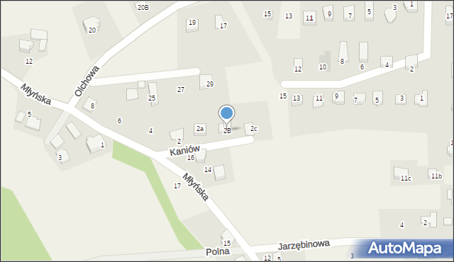 Kaniów, Młyńska, 2B, mapa Kaniów