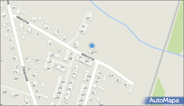 Katowice, Mleczna, 14, mapa Katowic