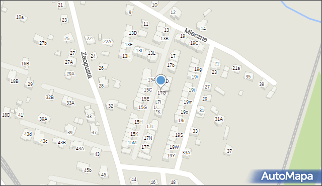 Katowice, Mleczna, 17G, mapa Katowic