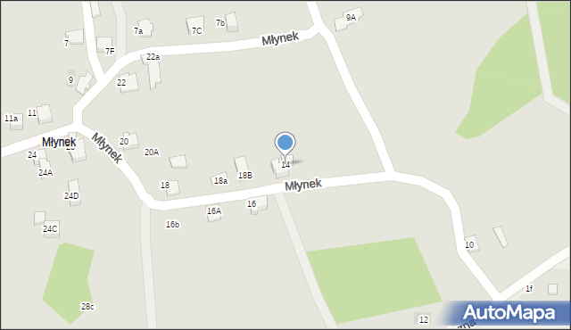 Kęty, Młynek, 14, mapa Kęty