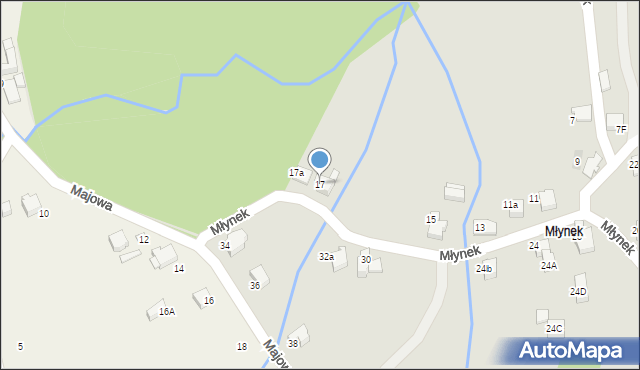 Kęty, Młynek, 17, mapa Kęty