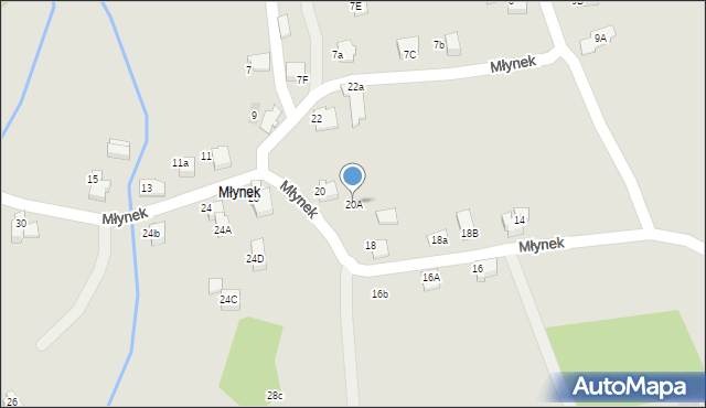 Kęty, Młynek, 20A, mapa Kęty