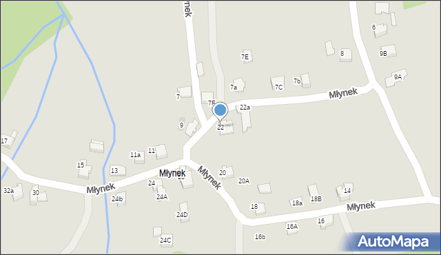 Kęty, Młynek, 22, mapa Kęty