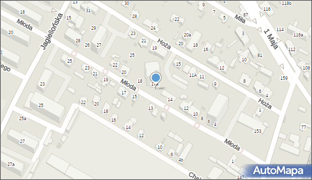 Kielce, Młoda, 16, mapa Kielc