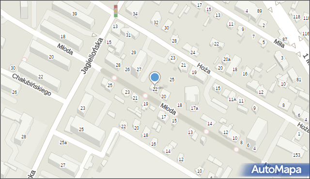 Kielce, Młoda, 22, mapa Kielc