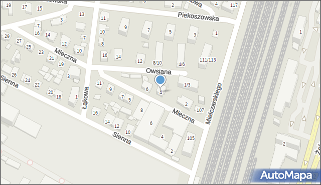 Kielce, Mleczna, 4, mapa Kielc
