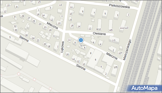 Kielce, Mleczna, 7, mapa Kielc