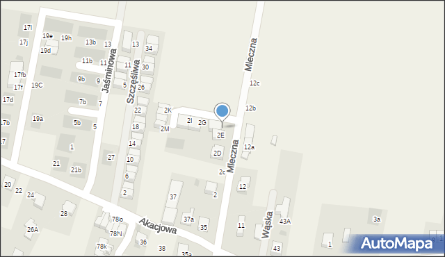 Kiełczów, Mleczna, 2F, mapa Kiełczów