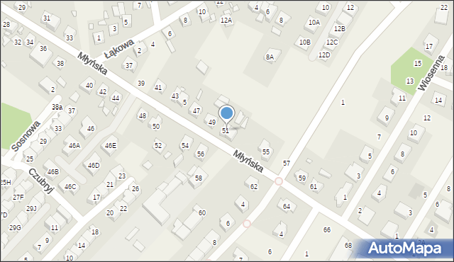 Komorniki, Młyńska, 51a, mapa Komorniki