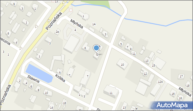 Komorniki, Młyńska, 8, mapa Komorniki