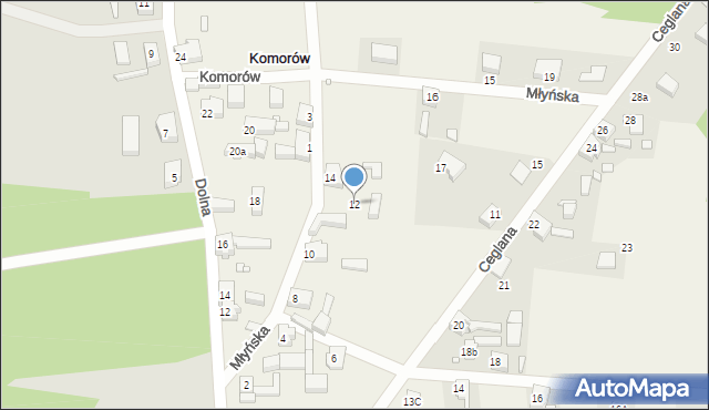 Komorów, Młyńska, 12, mapa Komorów