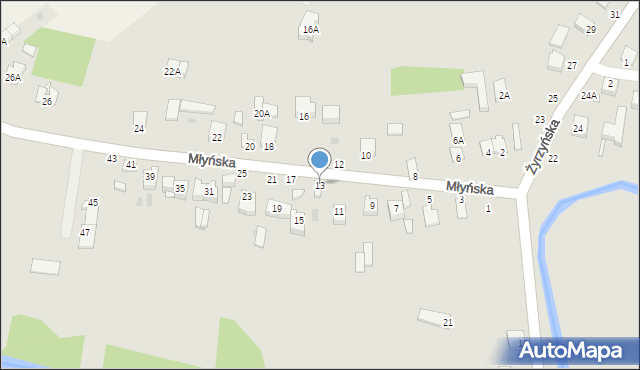 Końskowola, Młyńska, 13, mapa Końskowola