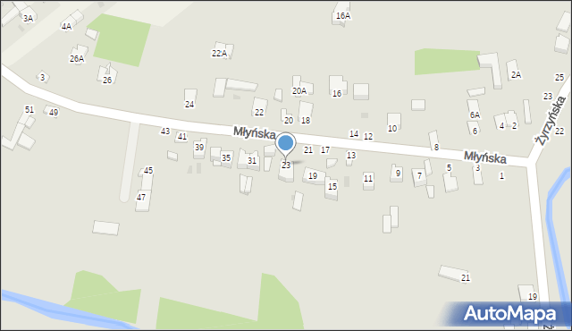 Końskowola, Młyńska, 23, mapa Końskowola