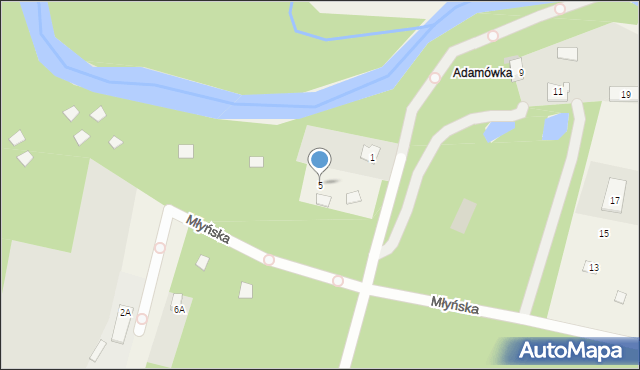 Kopki, Młyńska, 5, mapa Kopki