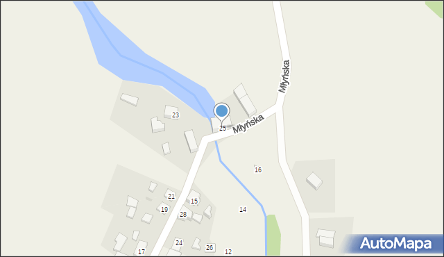 Korne, Młyńska, 25, mapa Korne