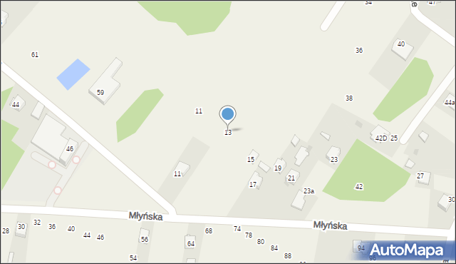 Korwinów, Młyńska, 13, mapa Korwinów