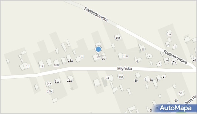 Kościelec, Młyńska, 12, mapa Kościelec