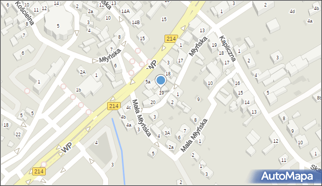 Kościerzyna, Młyńska, 19, mapa Kościerzyna
