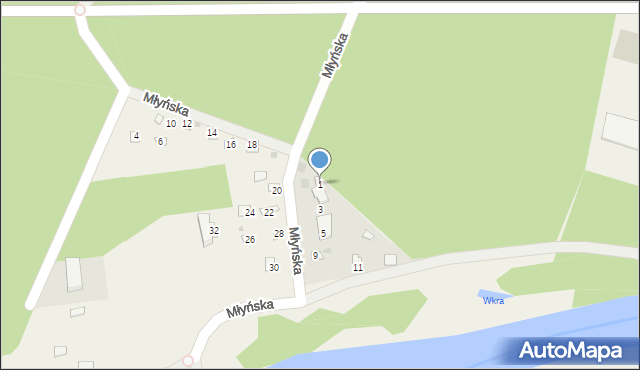 Kosewko, Młyńska, 1, mapa Kosewko