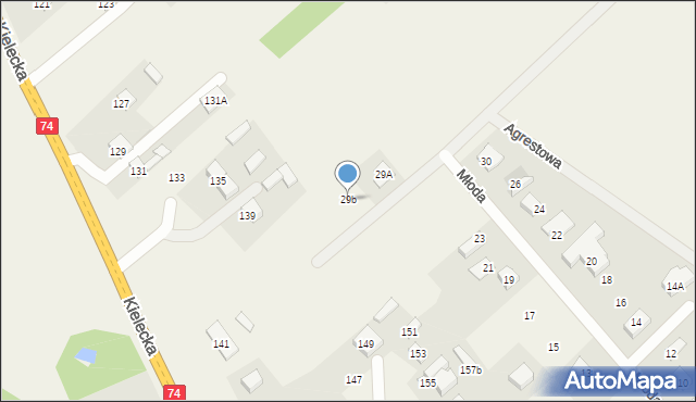 Kostomłoty Pierwsze, Młoda, 29b, mapa Kostomłoty Pierwsze