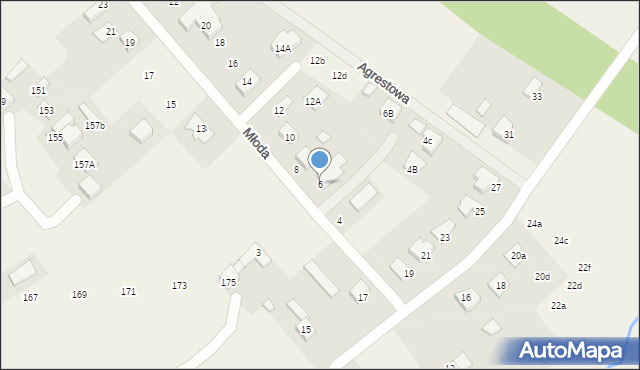 Kostomłoty Pierwsze, Młoda, 6, mapa Kostomłoty Pierwsze