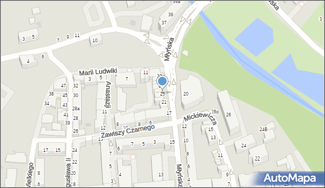 Koszalin, Młyńska, 25, mapa Koszalina