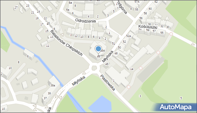 Koszalin, Młyńska, 49, mapa Koszalina