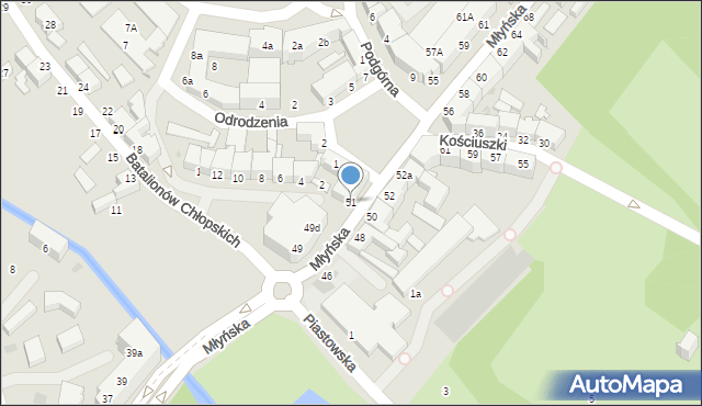 Koszalin, Młyńska, 51, mapa Koszalina