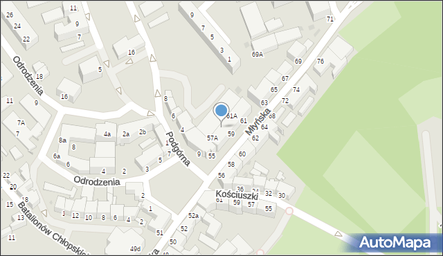 Koszalin, Młyńska, 59A, mapa Koszalina