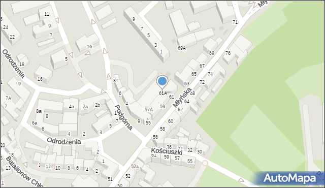 Koszalin, Młyńska, 61A, mapa Koszalina