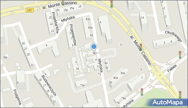 Koszalin, Młyńska, 79, mapa Koszalina