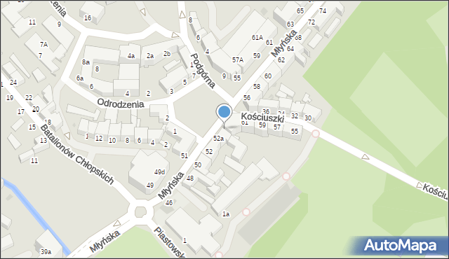 Koszalin, Młyńska, 54, mapa Koszalina