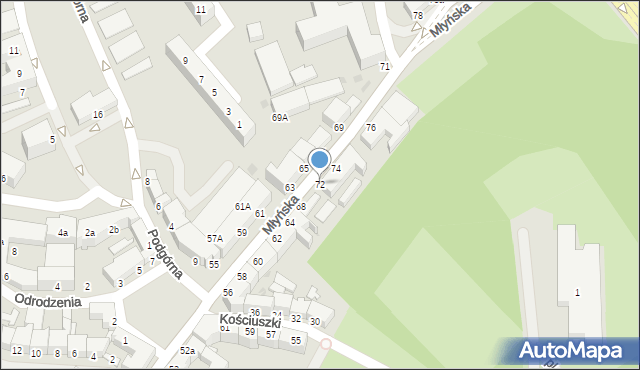 Koszalin, Młyńska, 72, mapa Koszalina