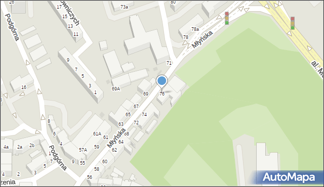 Koszalin, Młyńska, 76, mapa Koszalina