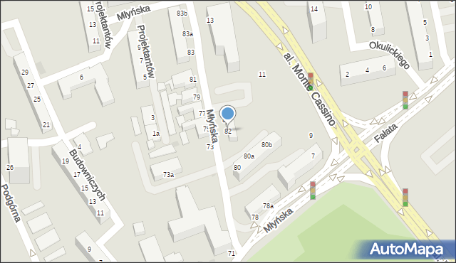 Koszalin, Młyńska, 82, mapa Koszalina