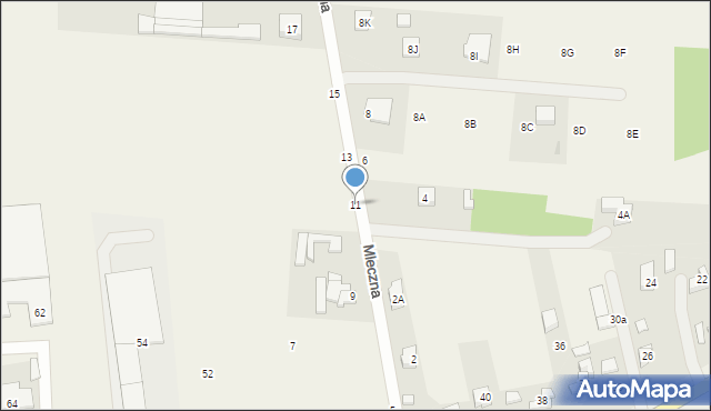 Kozery, Mleczna, 11, mapa Kozery