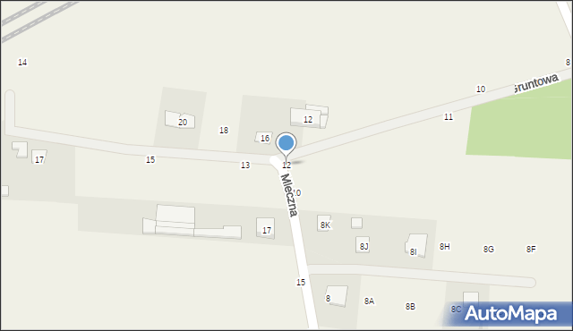 Kozery, Mleczna, 12, mapa Kozery