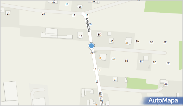 Kozery, Mleczna, 15, mapa Kozery