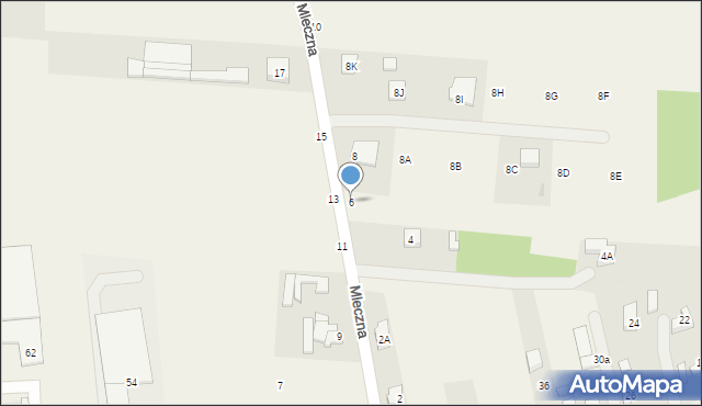 Kozery, Mleczna, 6, mapa Kozery