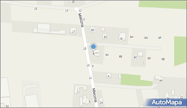 Kozery, Mleczna, 8, mapa Kozery