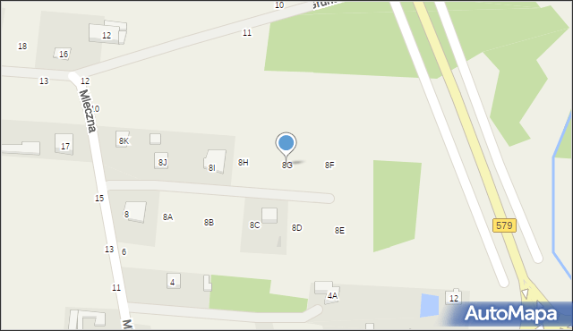 Kozery, Mleczna, 8G, mapa Kozery